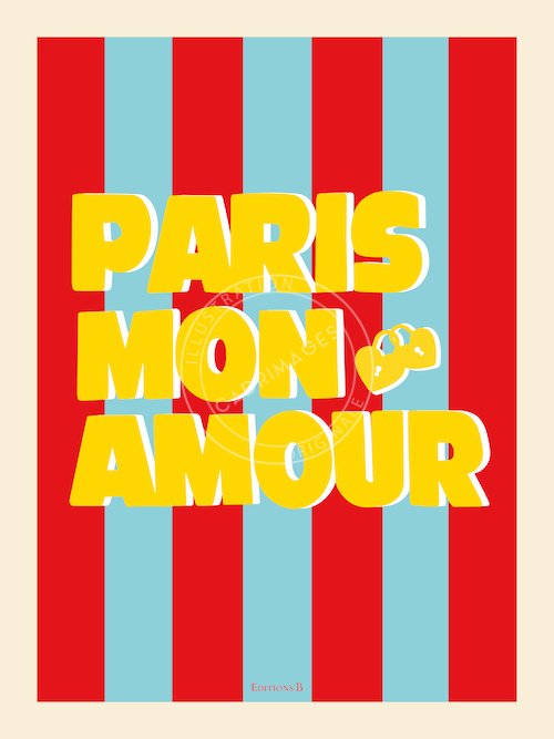 Affiche de Paris stripes, Paris mon amour