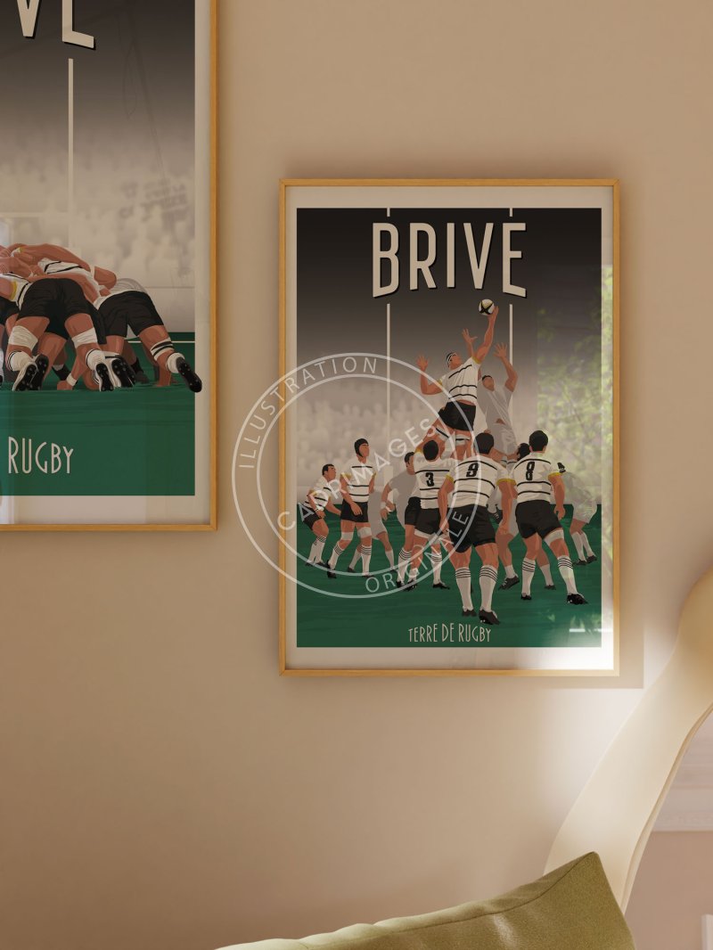 Affiche de rugby, Brive, la touche