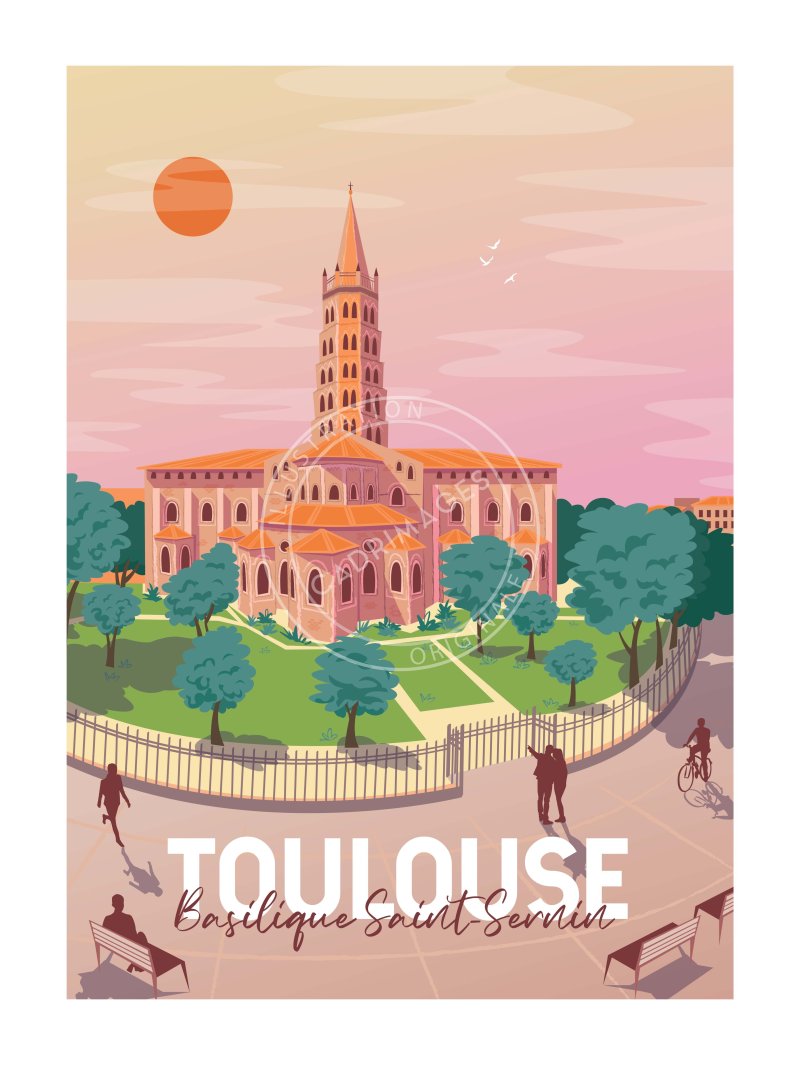 Affiche Pop de Toulouse, La Basilique Saint Sernin Pop