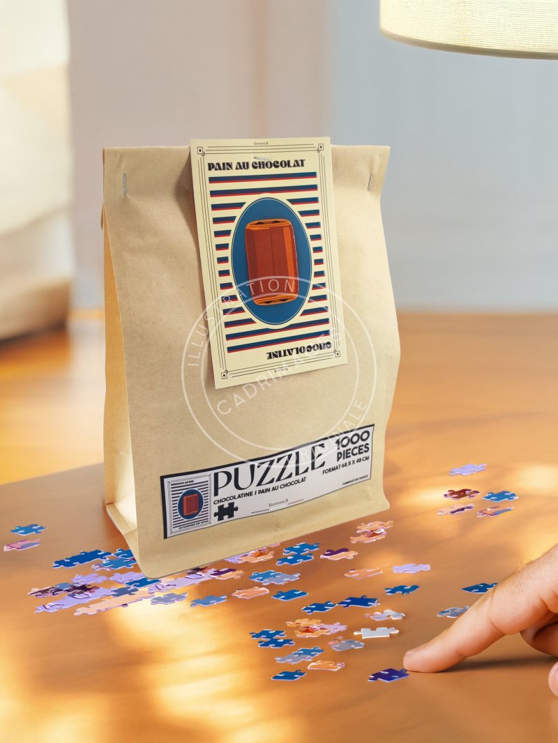 Puzzle 1000 pièces, la Chocolatine / le Pain au Chocolat