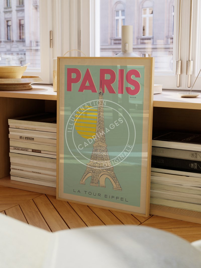 Affiche pop blue de Paris, la Tour Eiffel