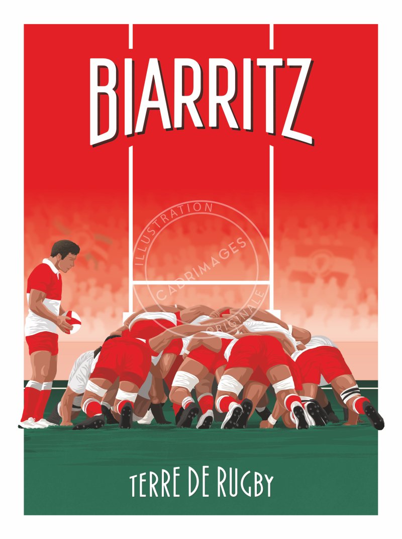 Affiche de rugby, Biarritz la mêlée