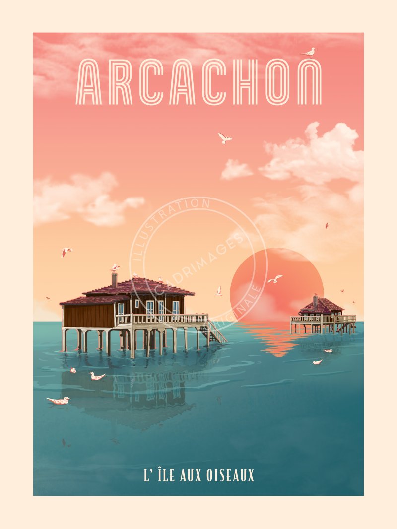 Affiche d'Arcachon, l'île aux Oiseaux