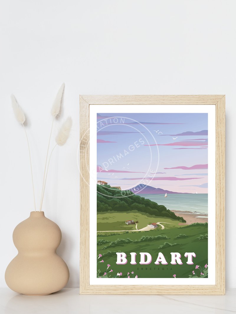 Affiche de Bidart,  Vue sur la plage d'Erretegia