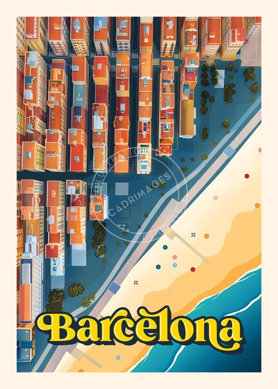 Affiche de Barcelone vue du ciel