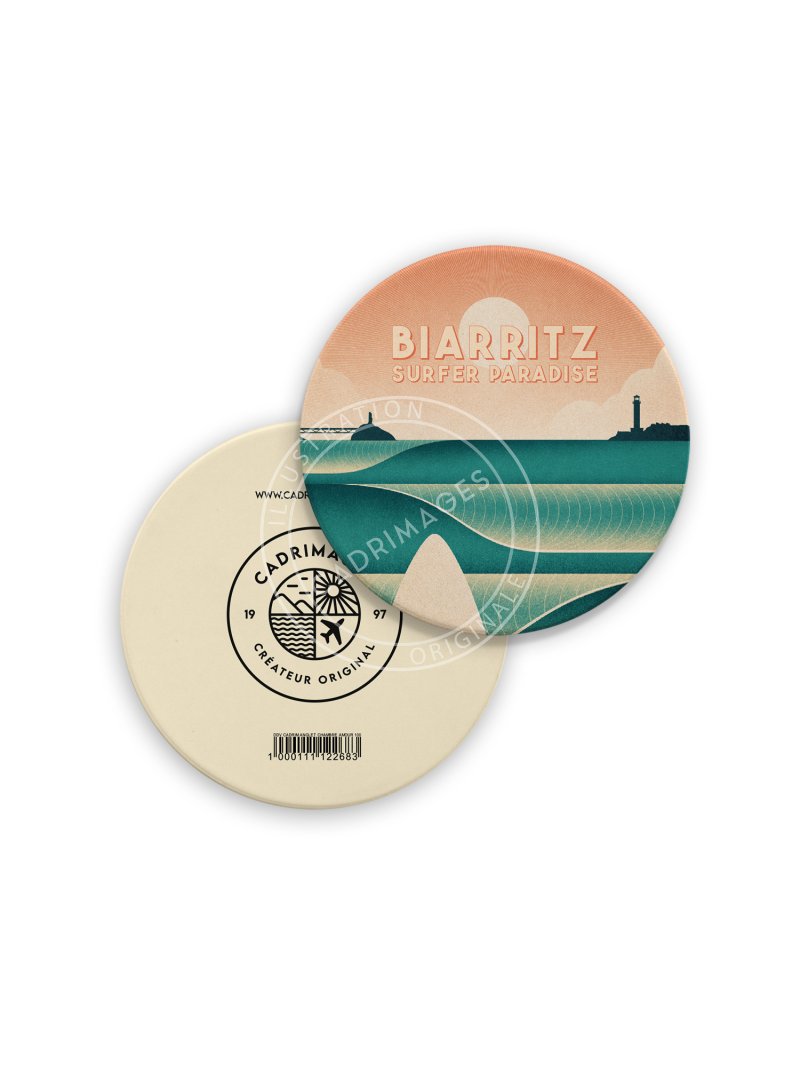 Dessous de verre de Biarritz, surfer paradise