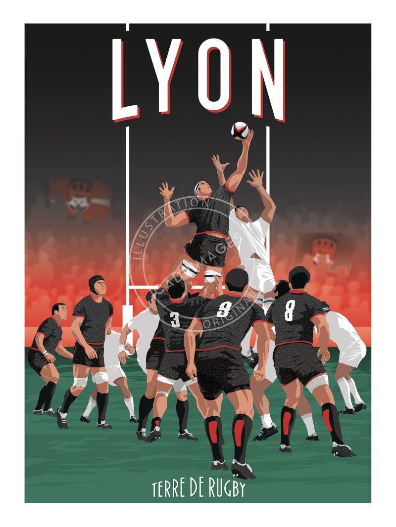 Affiche de rugby, Lyon, la touche