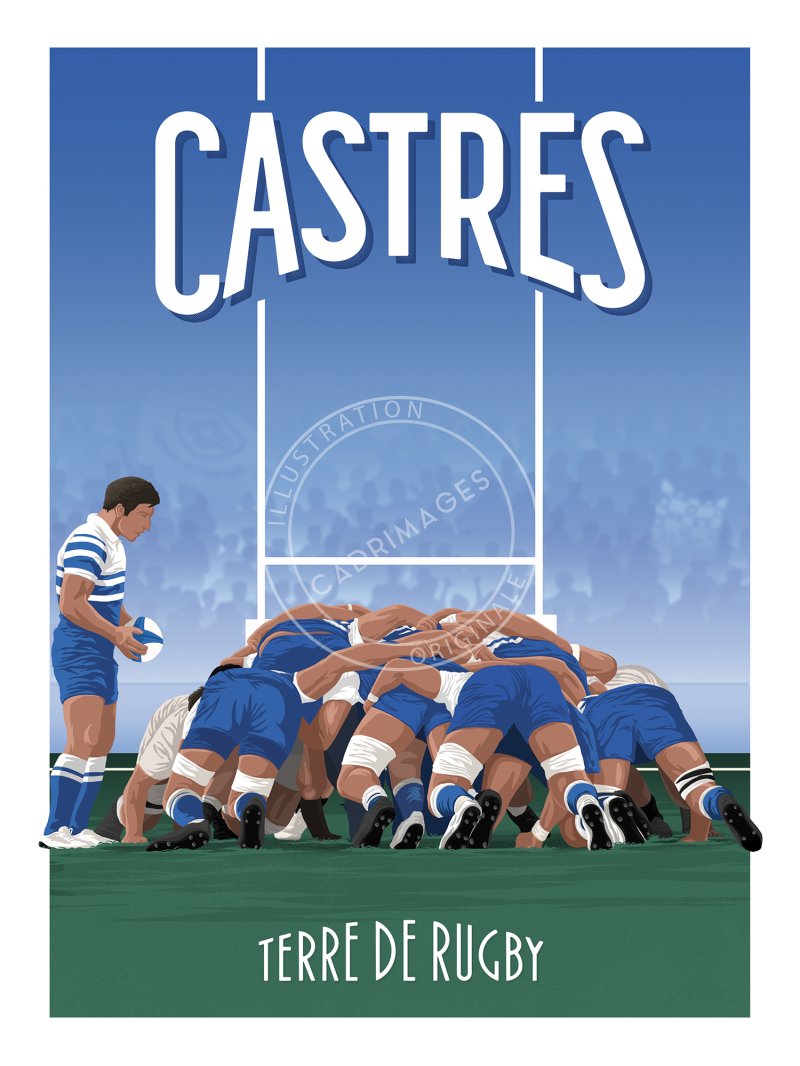 Affiche de rugby, Castres, la mêlée
