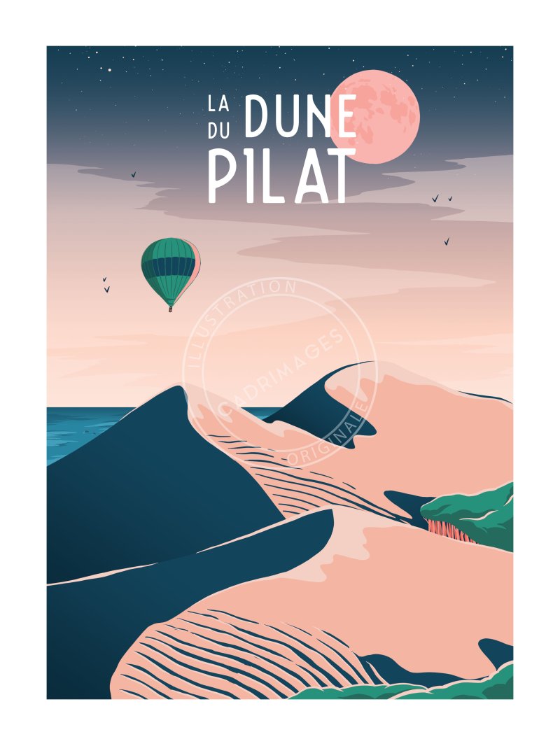Affiche du Bassin d'Arcachon, La Dune du Pilat de nuit