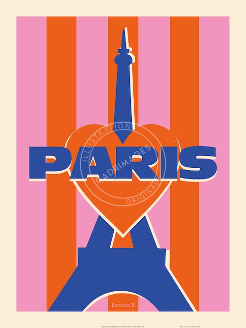 Affiche de Paris stripes, la tour Eiffel