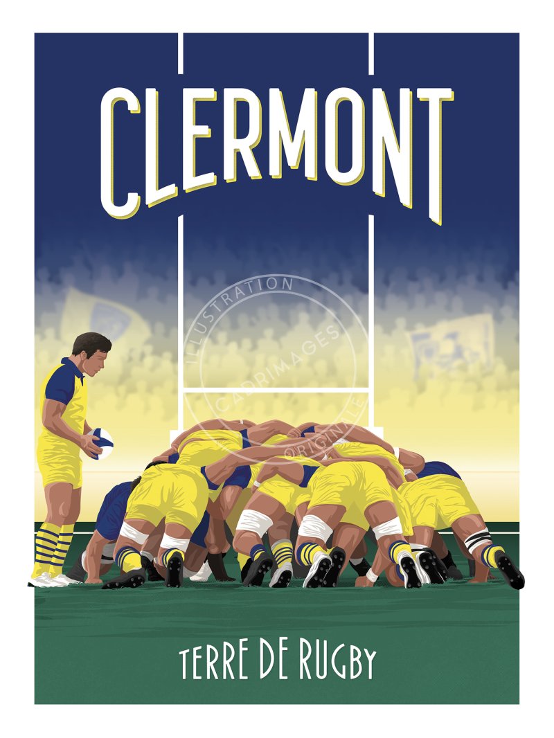 Affiche de rugby, Clermont la mêlée
