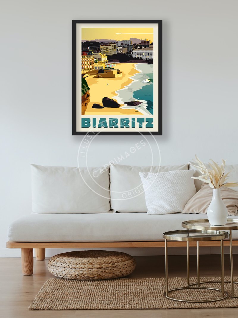 Affiche de Biarritz, Vue sur la Grande Plage