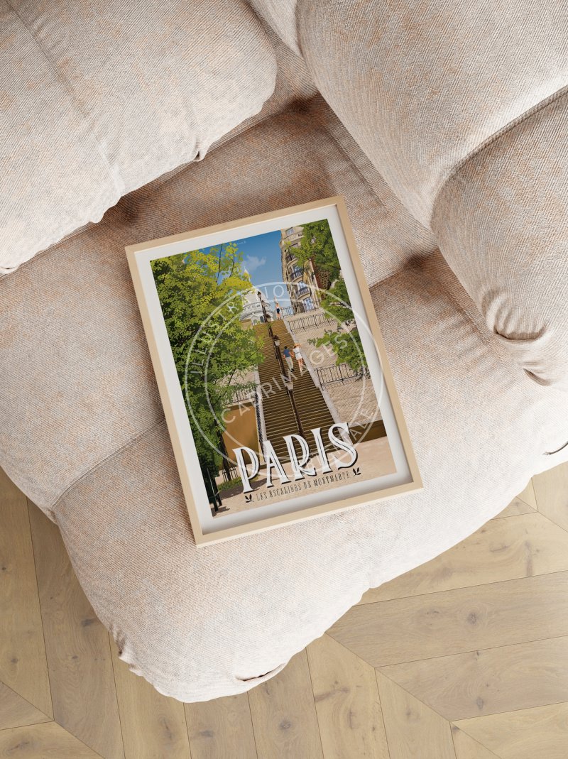 Affiche de Paris, l'escalier de Montmartre