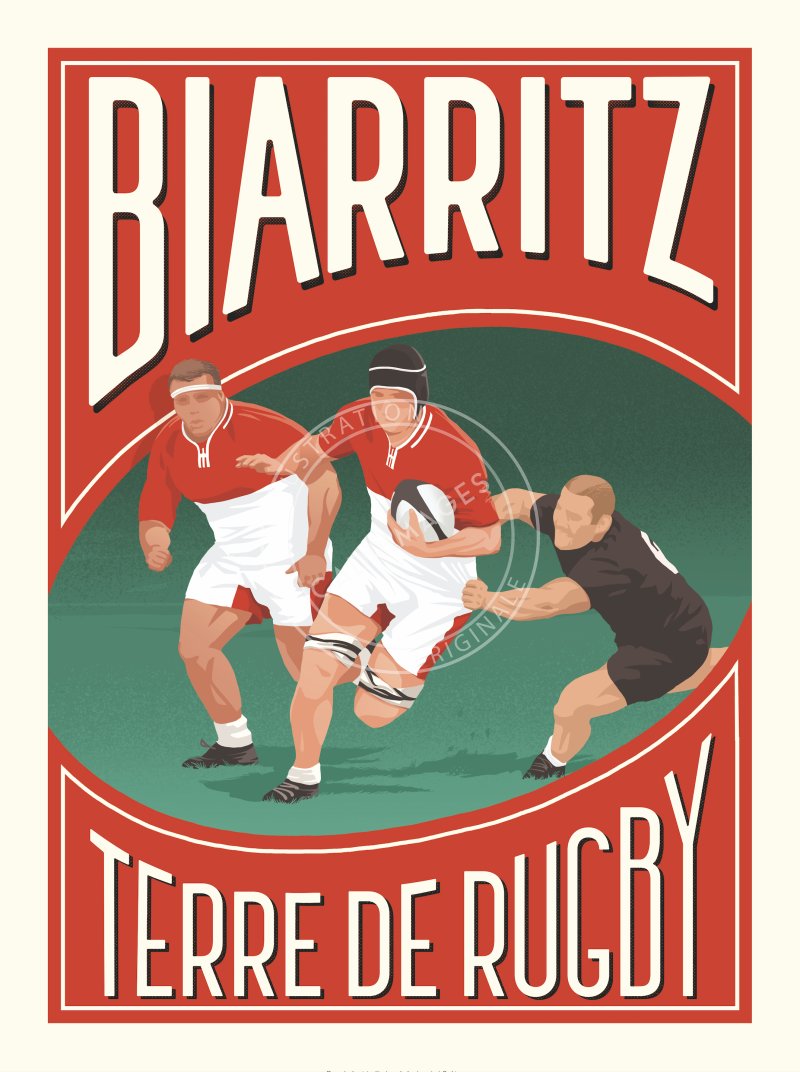 Affiche de rugby, plaquage Biarritz