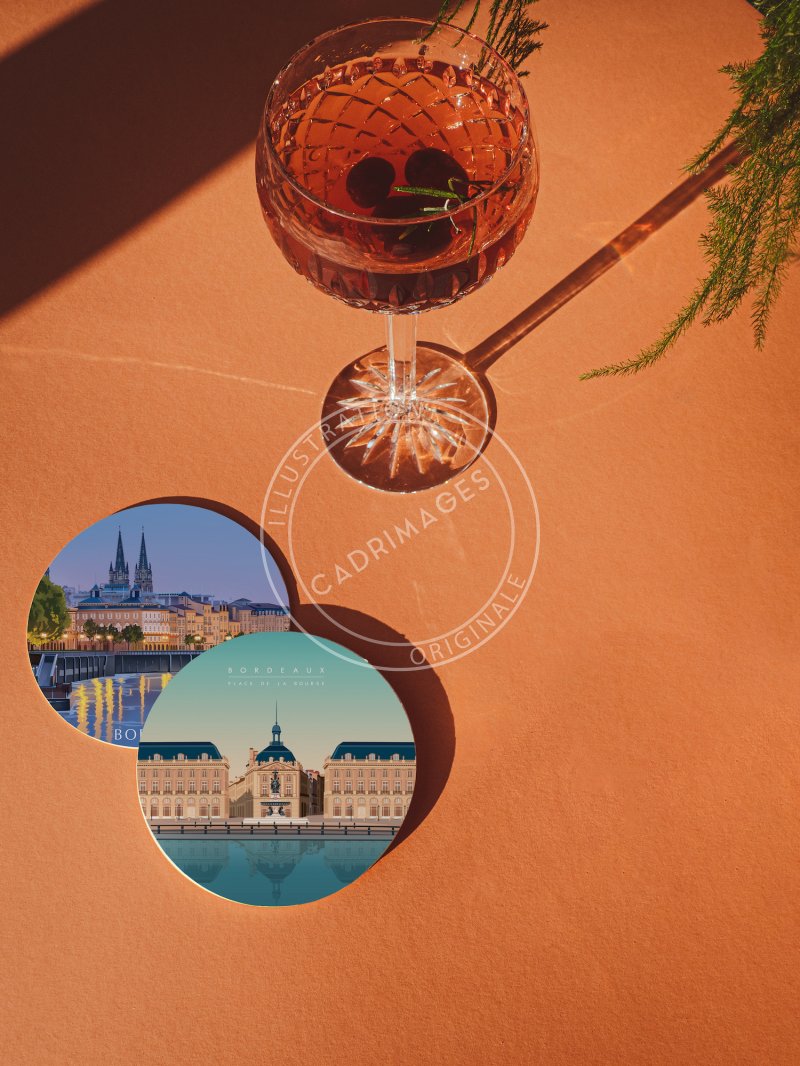 Dessous de verre de Bordeaux, panorama place de la bourse