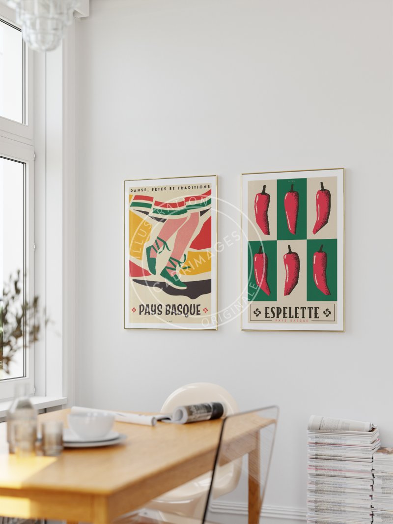 Affiche du Pays-Basque, les piments d'Espelette