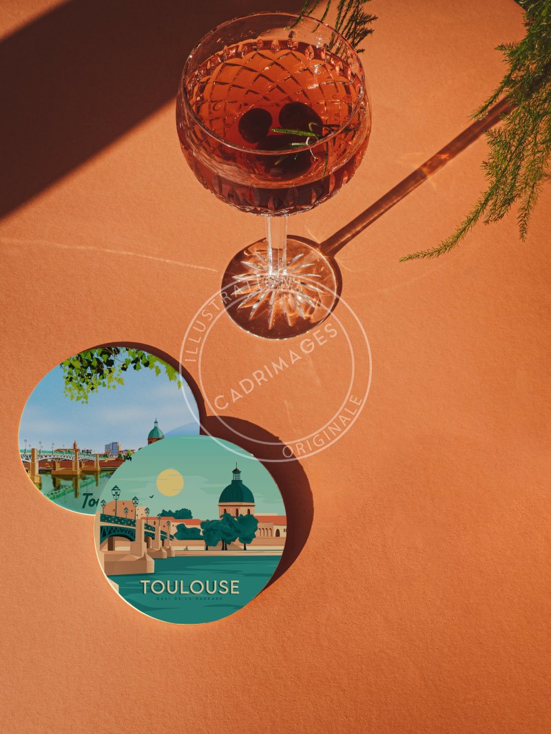 Dessous de verre vintage de Toulouse, quai de la Daurade