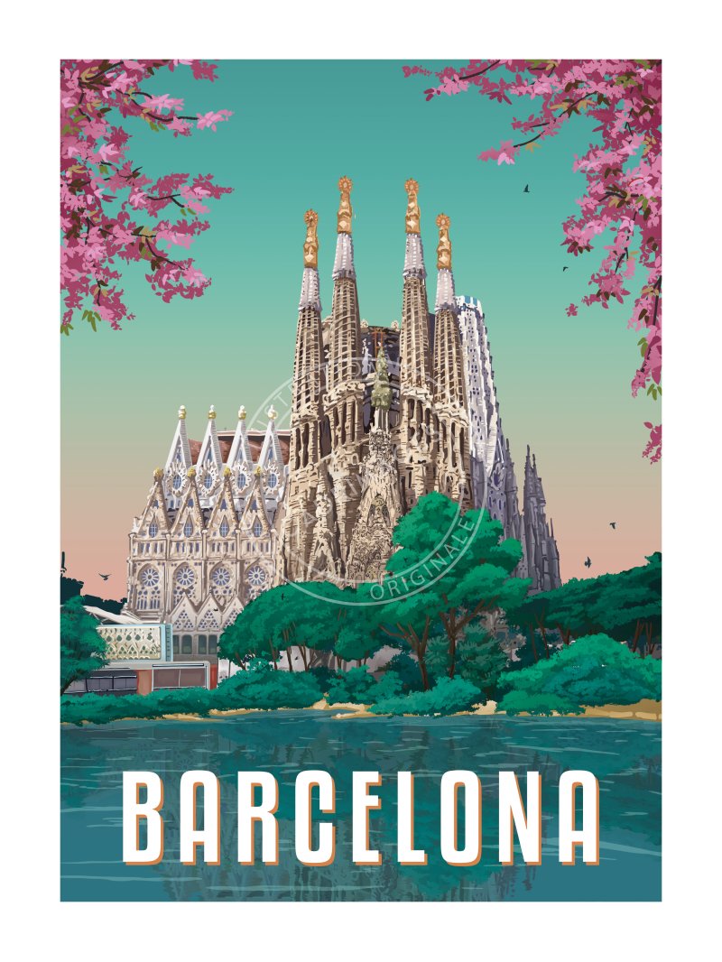 Affiche de Barcelone, la Sagrada Familia