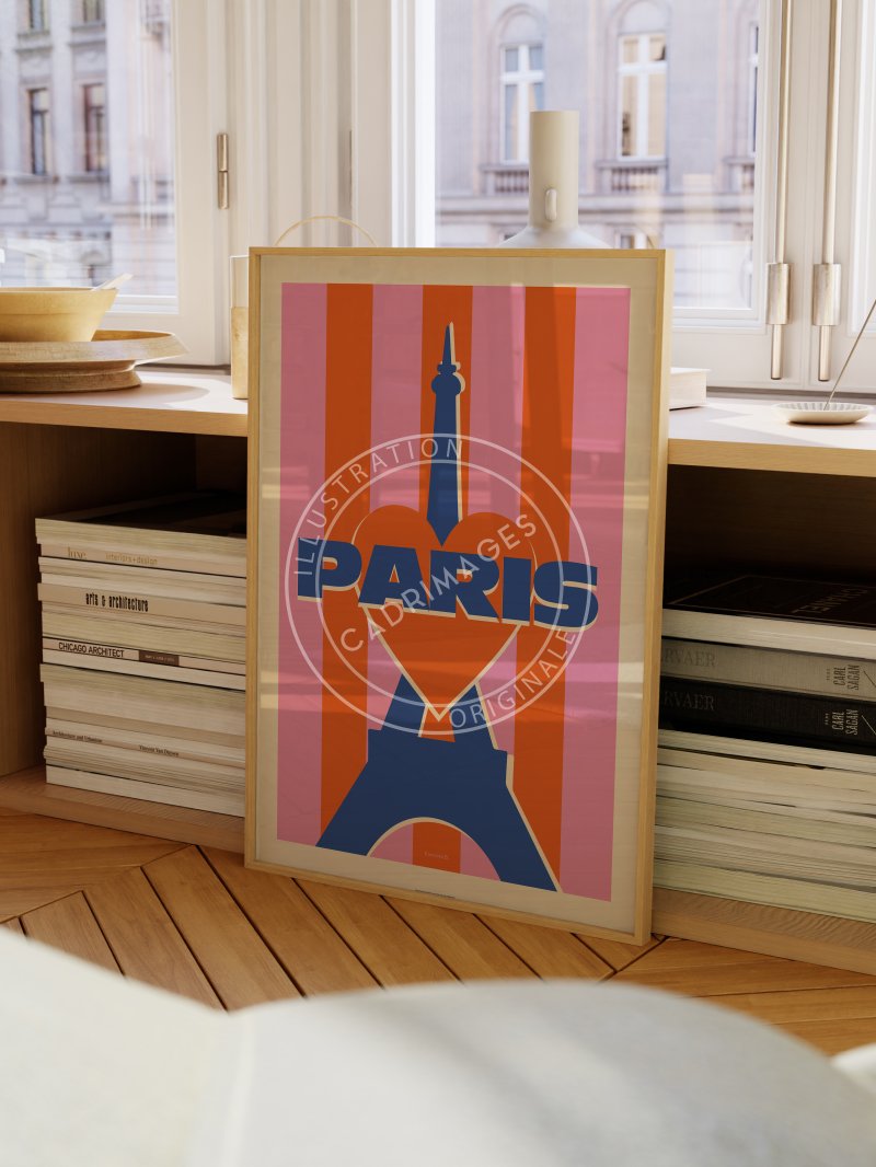 Affiche de Paris stripes, la tour Eiffel