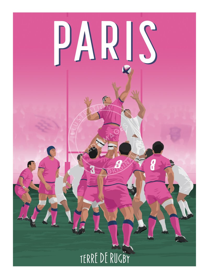 Affiche de rugby, Paris, la touche
