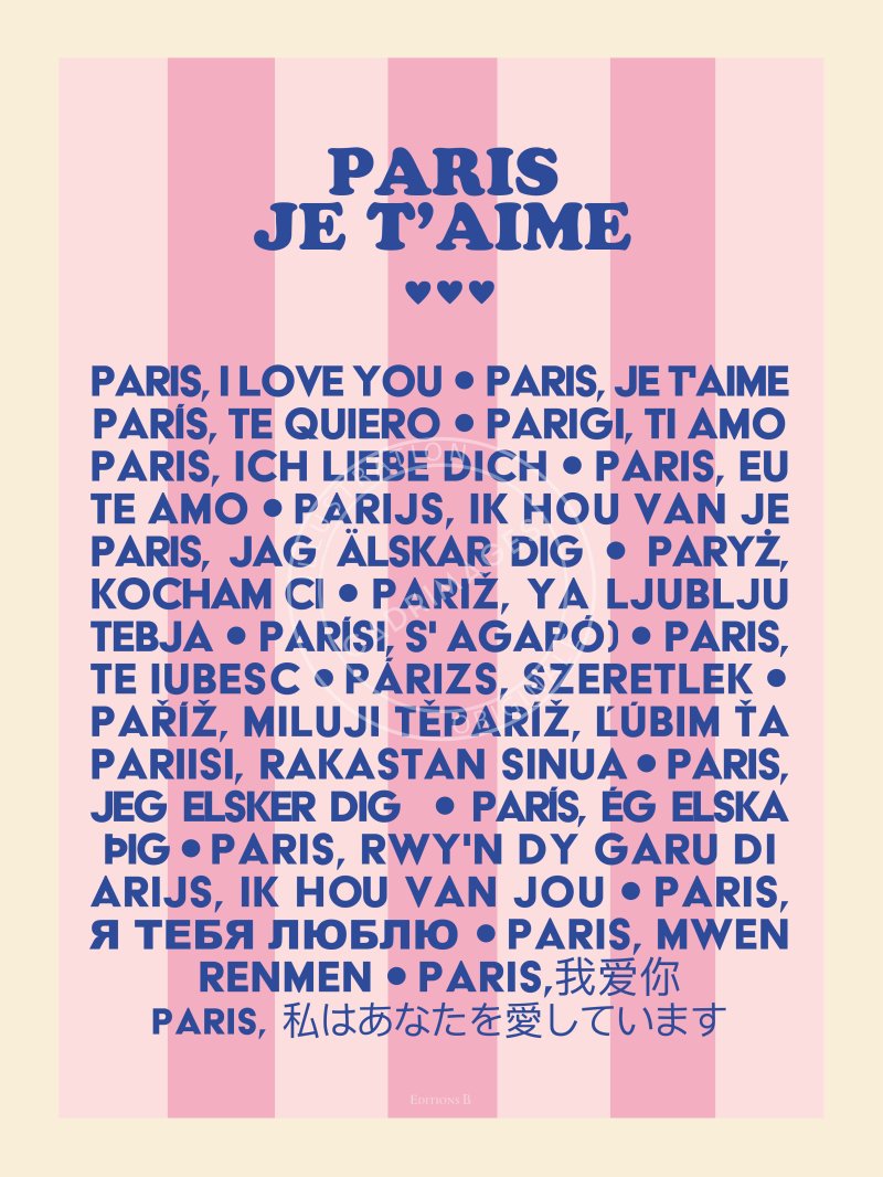 Affiche de Paris stripes, Love language