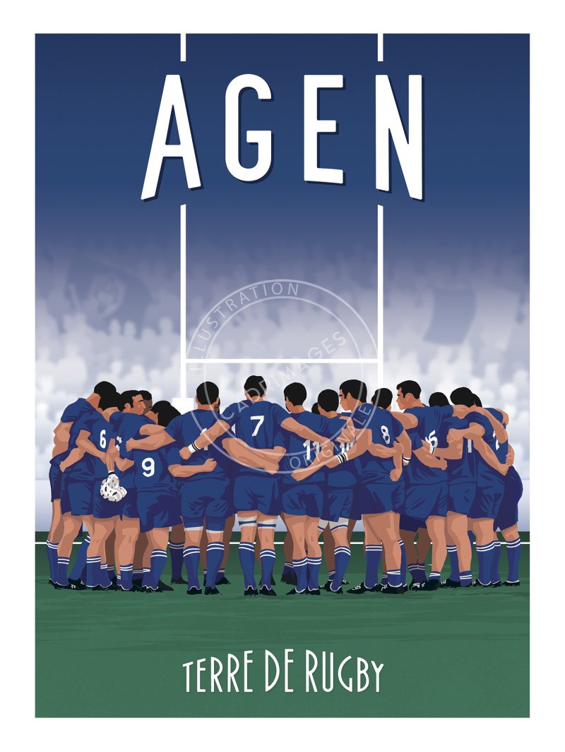 Affiche de rugby, Agen, la victoire
