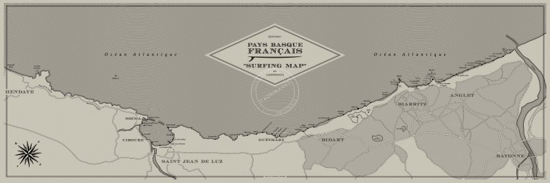 Affiche Surfing Map, Sépia