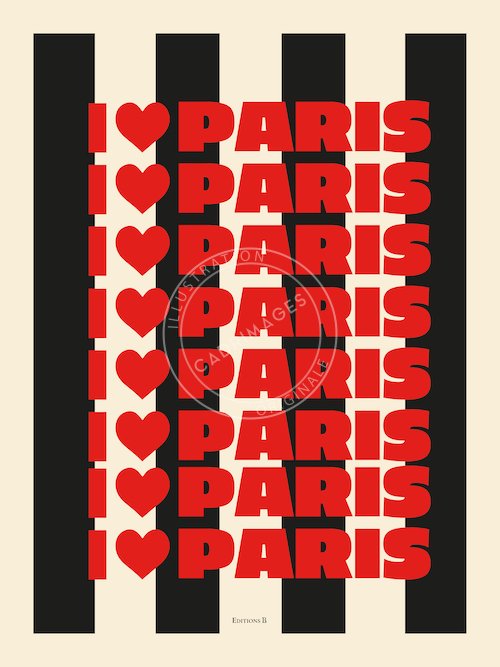 Affiche de Paris stripes, I Love Paris