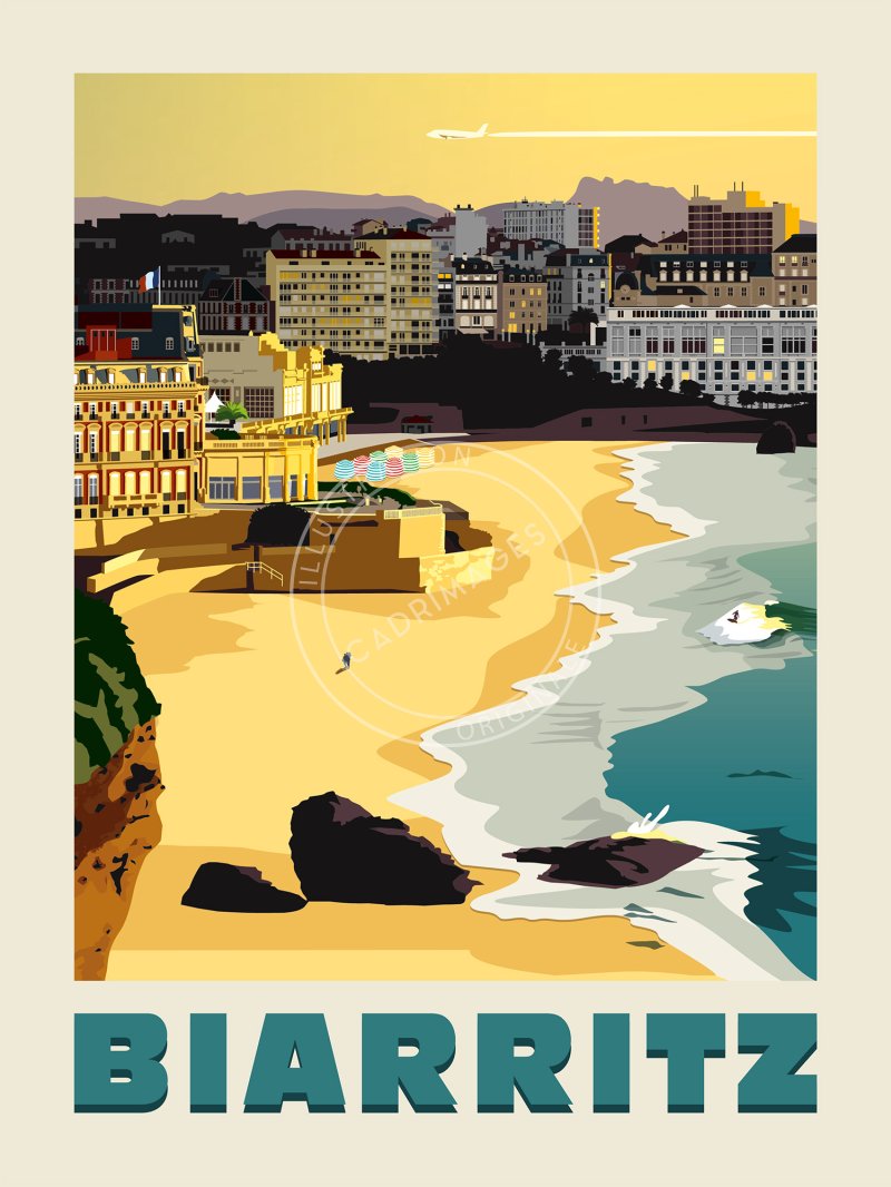 Affiche de Biarritz, Vue sur la Grande Plage