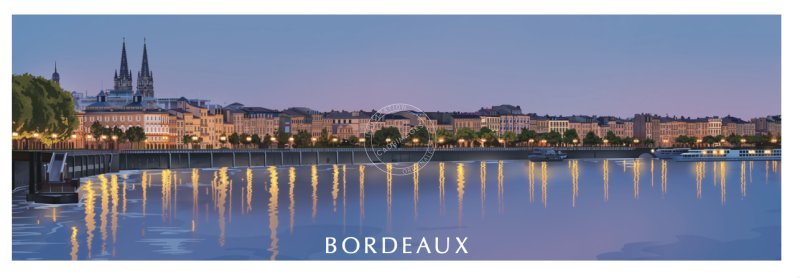 Affiche de Bordeaux, panorama Bordeaux de nuit