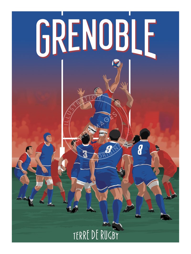Affiche de rugby, Grenoble, la touche