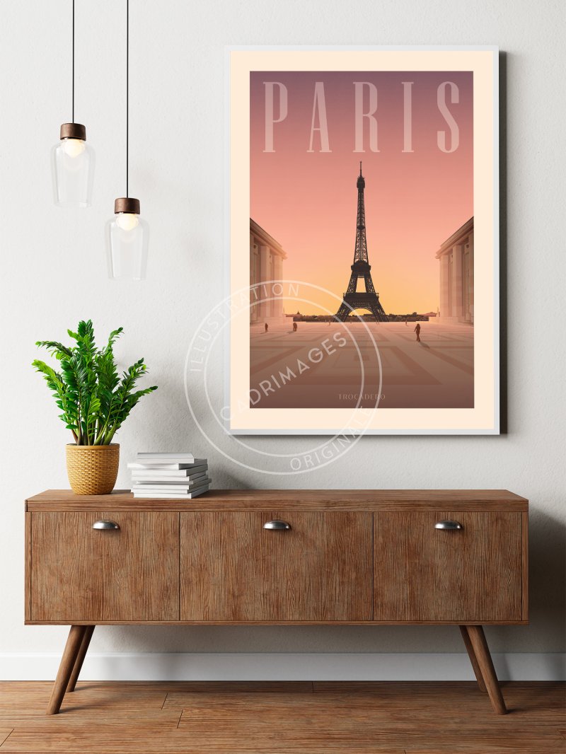 Affiche de Paris, l'esplanade du Trocadero