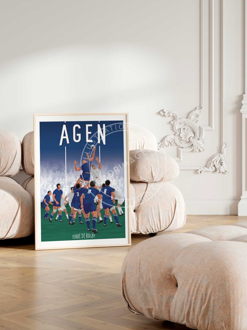 Affiche de rugby, Agen, la touche