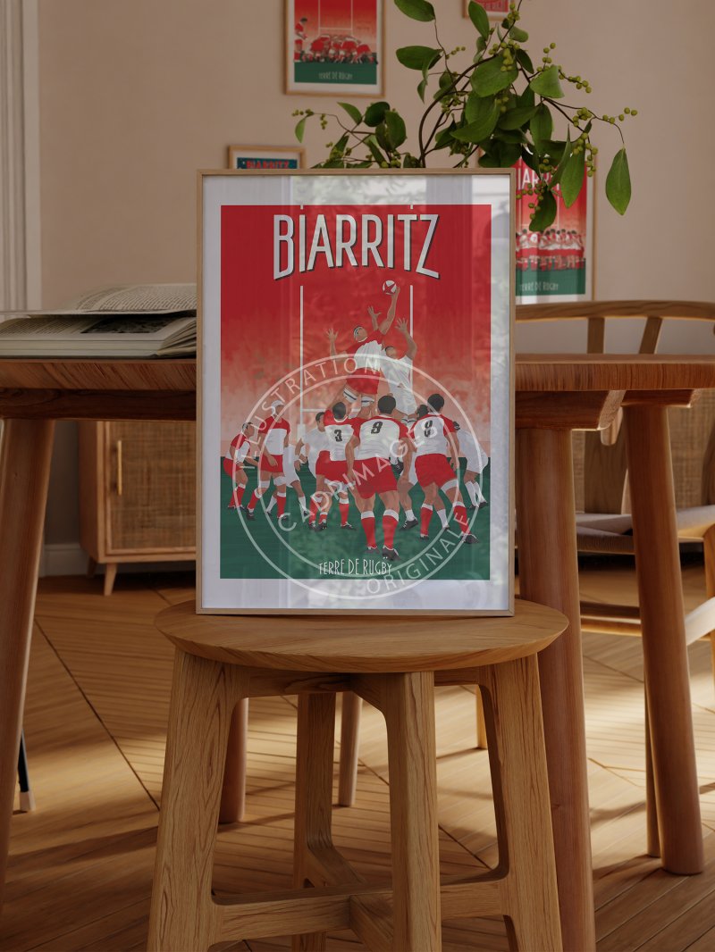 Affiche de rugby, touche Biarritz