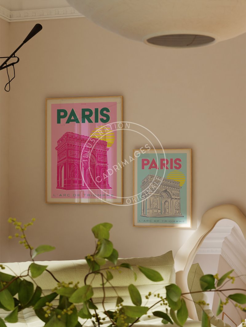 Affiche pop blue de Paris, l'Arc de Triomphe