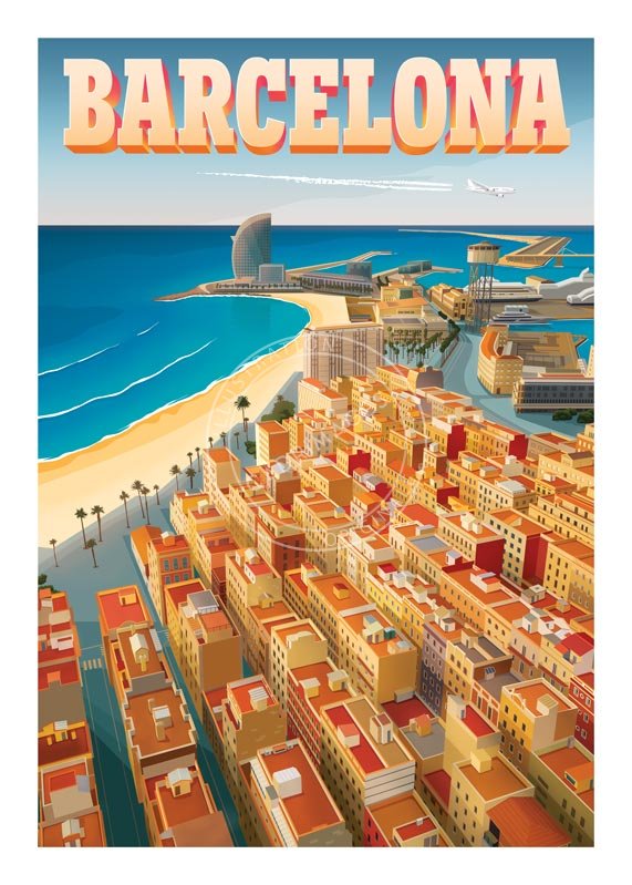 Affiche de Barcelone, vue du ciel II