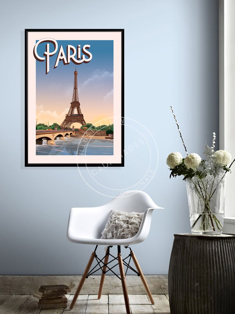 Affiche de la Seine et la Tour Eiffel à Paris