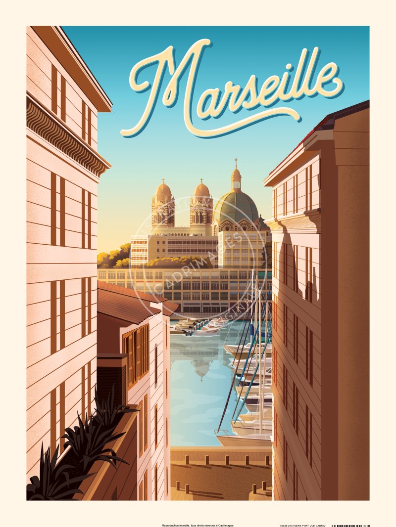 Affiche de Marseille, vue sur le port
