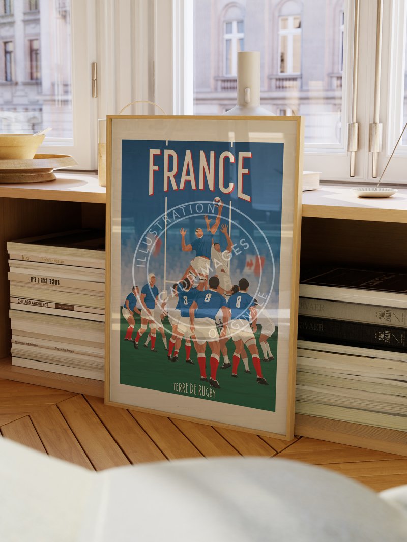 Affiche de rugby, la touche équipe de France