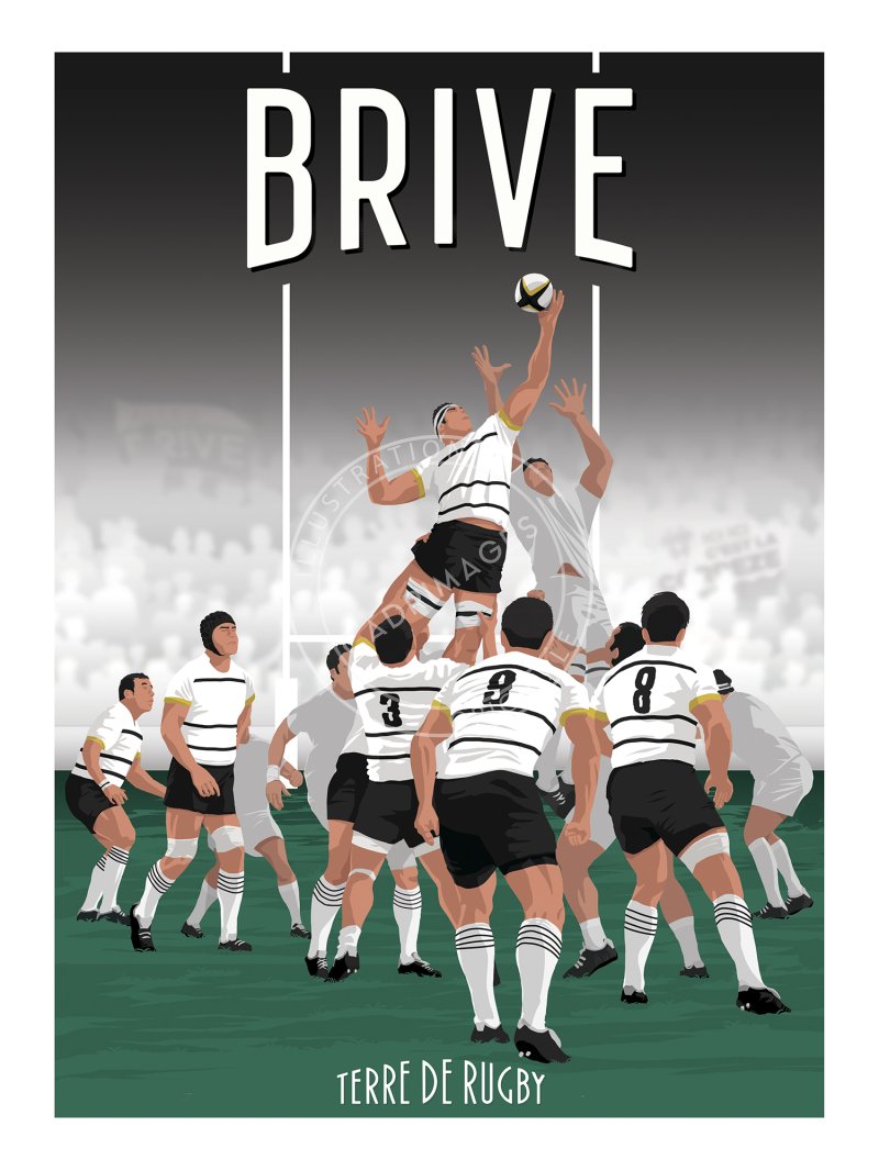 Affiche de rugby, Brive, la touche